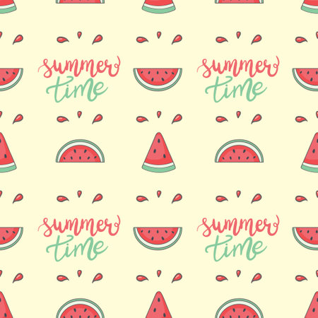 Cute seamless vector pattern with watermelons.のイラスト素材