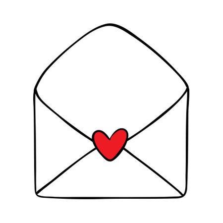 Colorful cartoon letter. Envelope with love message. St Valentine day themed vector illustration for icon.のイラスト素材