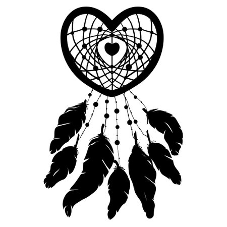Hand drawn heart shaped dream catcherのイラスト素材