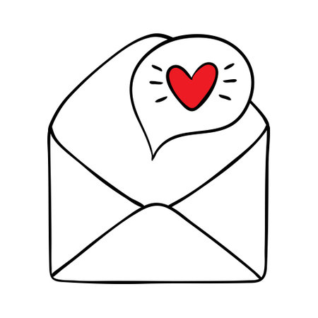 Colorful cartoon letter. Envelope with love message. St Valentine day themed vector illustration for icon.のイラスト素材