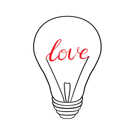 Heart shape in a light bulb line icon, outline vector sign, linear style pictogram isolated on white. Love symbol, logo illustration.のイラスト素材