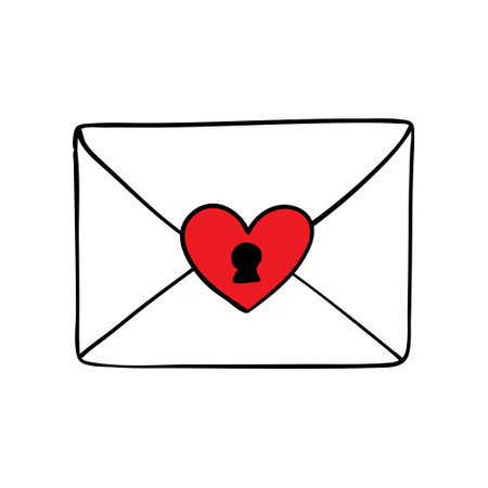 Colorful cartoon letter. Envelope with love message. St Valentine day themed vector illustration for icon.のイラスト素材