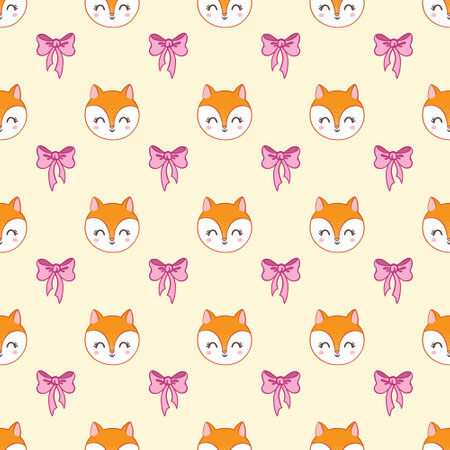 Vector seamless pattern with cute cartoon foxes.のイラスト素材