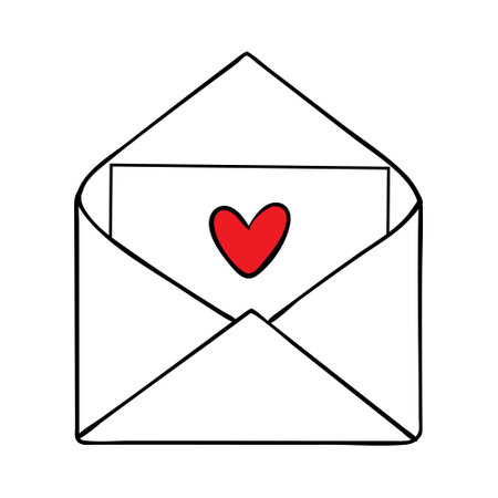 Colorful cartoon letter. Envelope with love message. St Valentine day themed vector illustration for icon.のイラスト素材