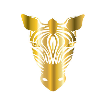 Vector illustration of a zebra. Stylized golden zebra isolated on a white backgroundのイラスト素材