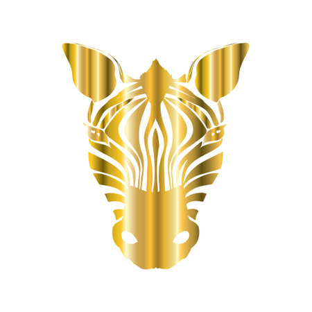 Vector illustration of a zebra. Stylized golden zebra isolated on a white backgroundのイラスト素材
