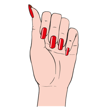 Woman hands with elegant manicure and polished nails. Nails art salon vector illustration.のイラスト素材