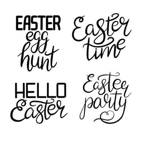 Happy Easter lettering card. Hand drawn lettering poster for Easter. Ink illustration. Modern calligraphy. Happy Easter typography background.のイラスト素材