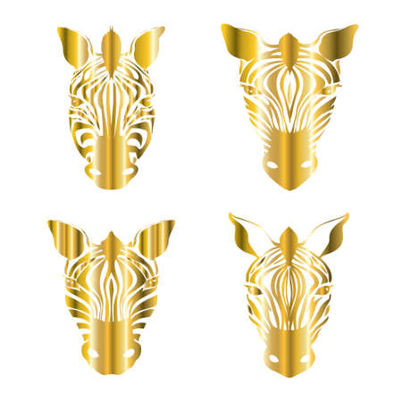 Vector illustration of a zebra. Stylized golden zebra isolated on a white backgroundのイラスト素材