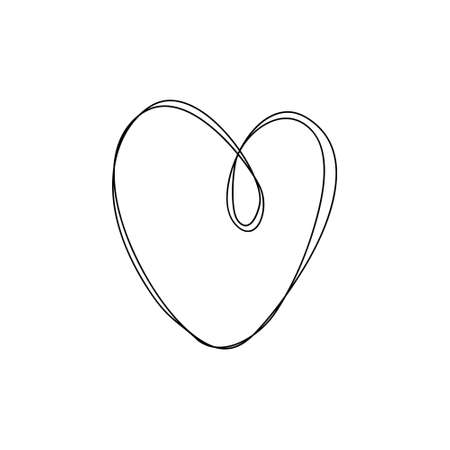 doodle hand drawn heart shaped on white background vector illustration.のイラスト素材