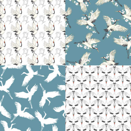 A set of Japanese patterns. Seamless vector ornaments with traditional motifs. Vector, illustrationのイラスト素材