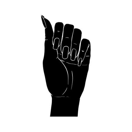 Vector silhouette of a hand on a white backgroundのイラスト素材