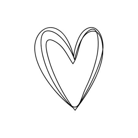 doodle hand drawn heart shaped on white background vector illustration.のイラスト素材