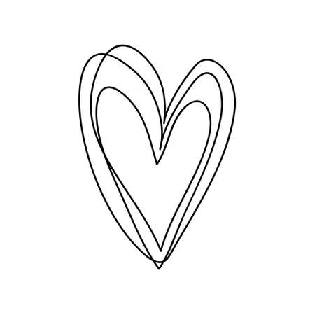 doodle hand drawn heart shaped on white background vector illustration.のイラスト素材