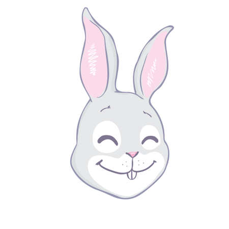 Hand Drawn Cute Rabbit, sketch vector illustration, children print on t-shirt, hand drawn bunnyのイラスト素材