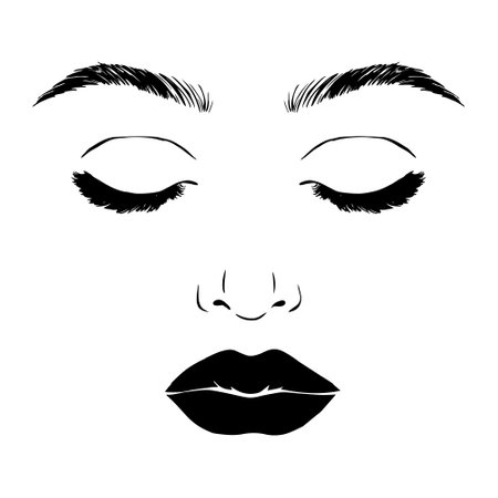 Woman face. Beauty concept. Eyelashes and lips. Make up. Vector illustrationのイラスト素材