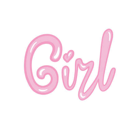 The word "GIRL" is lettering in pink on an isolated white background. Vector, illustrationのイラスト素材