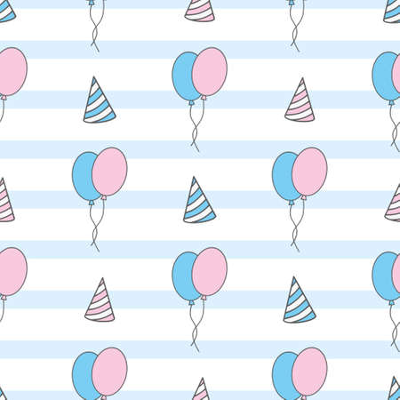 Vector Holiday seamless pattern. Hand Drawn doodle Balloons. Festive attributes. Celebratory background.のイラスト素材