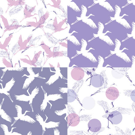 A set of Japanese patterns. Seamless vector ornaments with traditional motifs. Vector, illustrationのイラスト素材