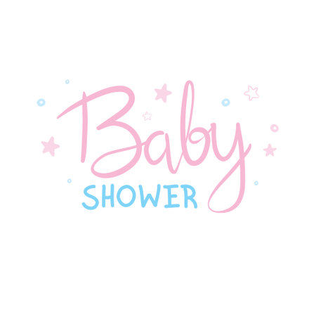 Invitation card for a Baby shower Calligraphy lettering on a white background. Vector, illustrationのイラスト素材
