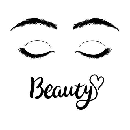 Isolated black and white female eyes make up icon. Vector and illustrationsのイラスト素材