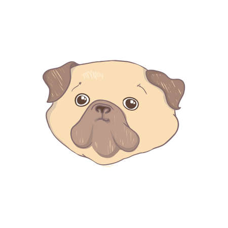 Portrait of the funny Pug dog. Humor card, t-shirt composition, hand drawn style print. Vector illustration.のイラスト素材