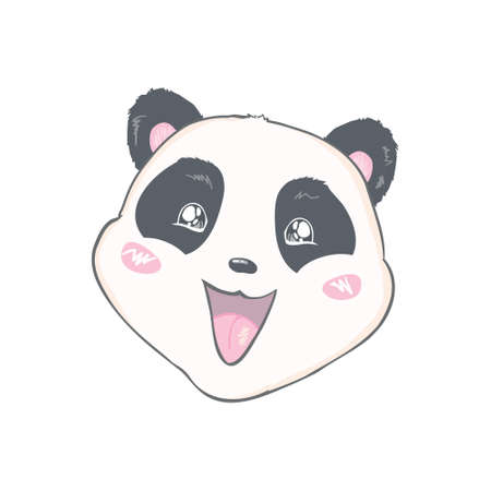 cute panda character vector design, greeting card, cartoon hand drawnのイラスト素材