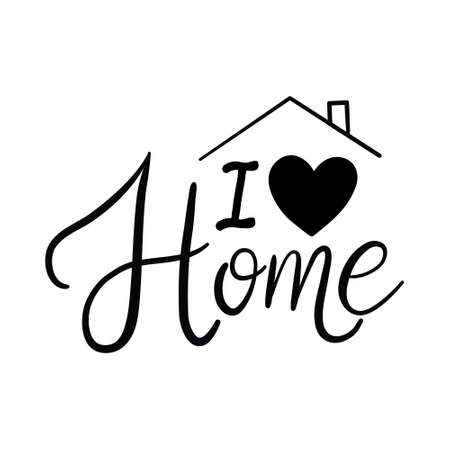 Home lettering typography poster. Handmade lettering print. Vector vintage illustration.のイラスト素材