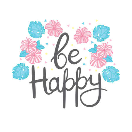 Hand lettered text "happy". Calligraphic season inscription. Vector handwritten typography.のイラスト素材