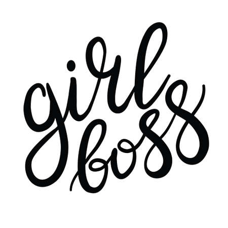 Girl boss hand written lettering. Apparel design. Inspirational quote for tee print. Vector illustration.のイラスト素材
