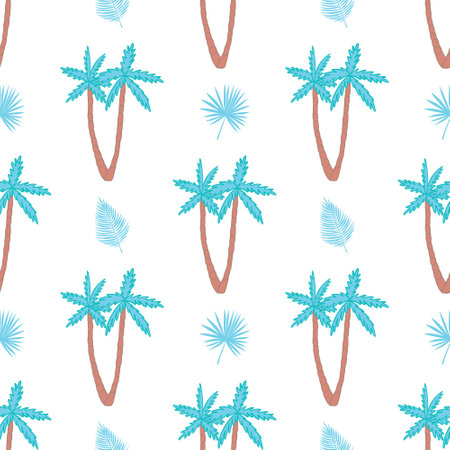 Seamless tropical pattern with palm trees. Vintage background. Forest, jungle. Abstract nature hand drawn background texture.のイラスト素材