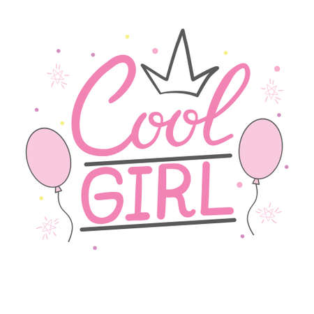 lettering girls typography illustration vector for girl clothes.のイラスト素材