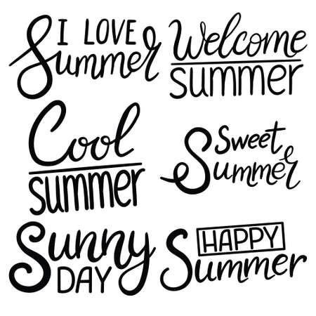 Summer Lettering Design Set - hand drawn Vector illustration.のイラスト素材