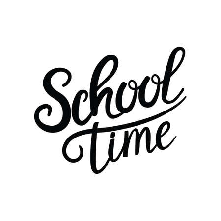 Lettering School with a brush for inscriptions on banners, posters, leaflets. Brush-drawn lettering on a white background. Vector, illustration.のイラスト素材