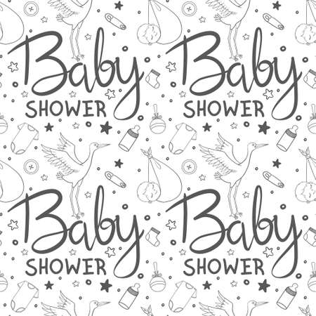 Baby hand drawn doodle set. Vector illustration for backgrounds, web design, design elements, textile prints, coversのイラスト素材