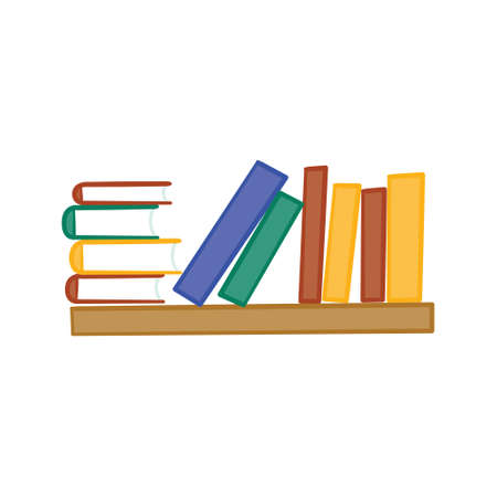 Book icons are made in a flat style of school textbooks, isolated on a white background.のイラスト素材