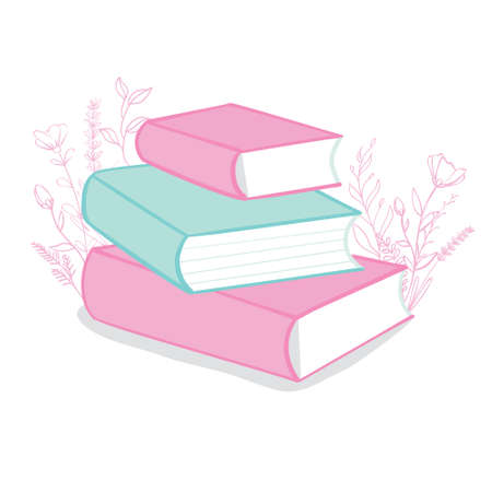 Book icons are made in a flat style of school textbooks, isolated on a white background.のイラスト素材
