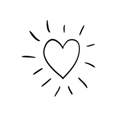 Vector illustration, hand drawn heart. Charcoal heart.のイラスト素材