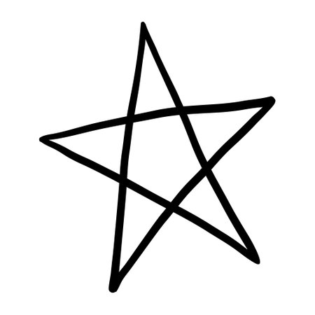 A star or a thumbnail icon. A hand-drawn vector black icon on a white background.のイラスト素材