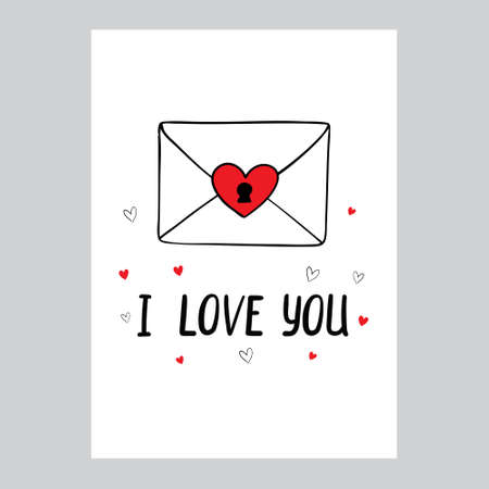 A printing house for Valentine's Day with cute hand-drawn hearts. Vector, illustrationのイラスト素材