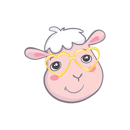 Hand Drawn Lamb, Cute Sheep on a white background, Vector Illustration, Print Design for T-shirt.のイラスト素材