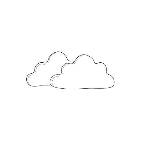 Vector Doodle cloud on white isolated backgroundのイラスト素材