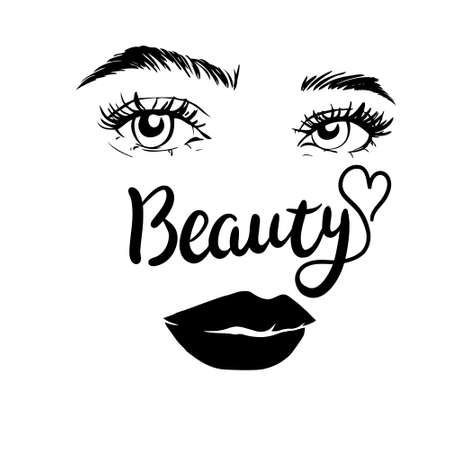 Isolated black and white female eyes make up icon. Vector and illustrationsのイラスト素材