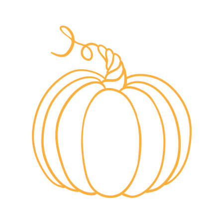 Halloween pumpkin icon. Vector. Autumn symbol. Flat design. Halloween scary pumpkin with smile, happy face. Orange squash silhouette isolated on white background. Cartoon colorful illustration.のイラスト素材