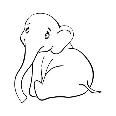 Sketch cartoon elephant. Doodle illustration in vector. Cute vector elephant.のイラスト素材
