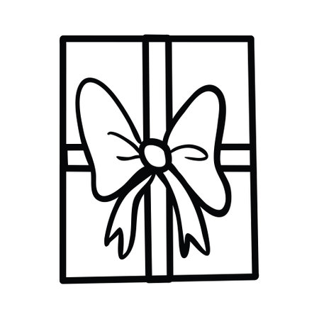 Gift box icon in doodle sketch lines. Vector illustrationのイラスト素材