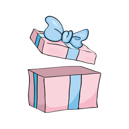gift box for christmas, new year, pink and blue gift box white background. Illustration vectorのイラスト素材