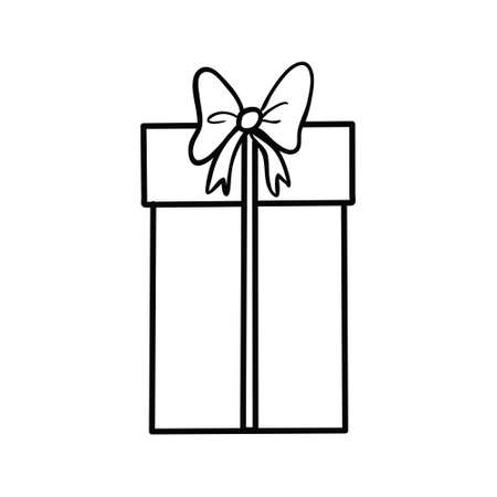 Gift box icon in doodle sketch lines. Vector illustrationのイラスト素材