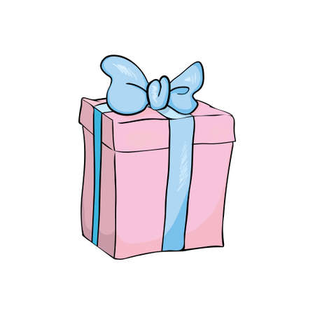 gift box for christmas, new year, pink and blue gift box white background. Illustration vectorのイラスト素材