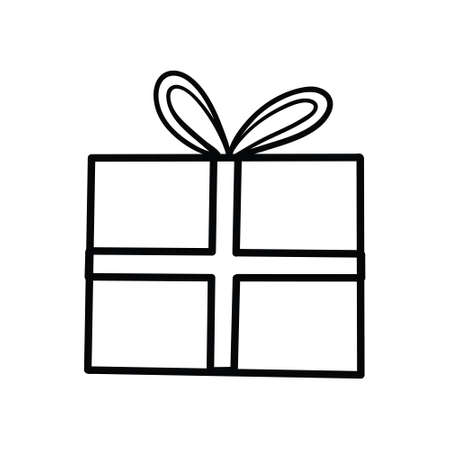 Gift box icon in doodle sketch lines. Vector illustrationのイラスト素材